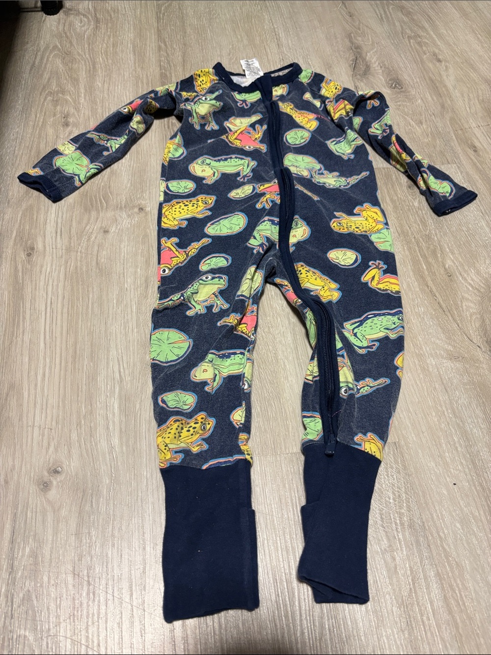 Bonds Kids Navy Frog Print One-Piece Pajamas